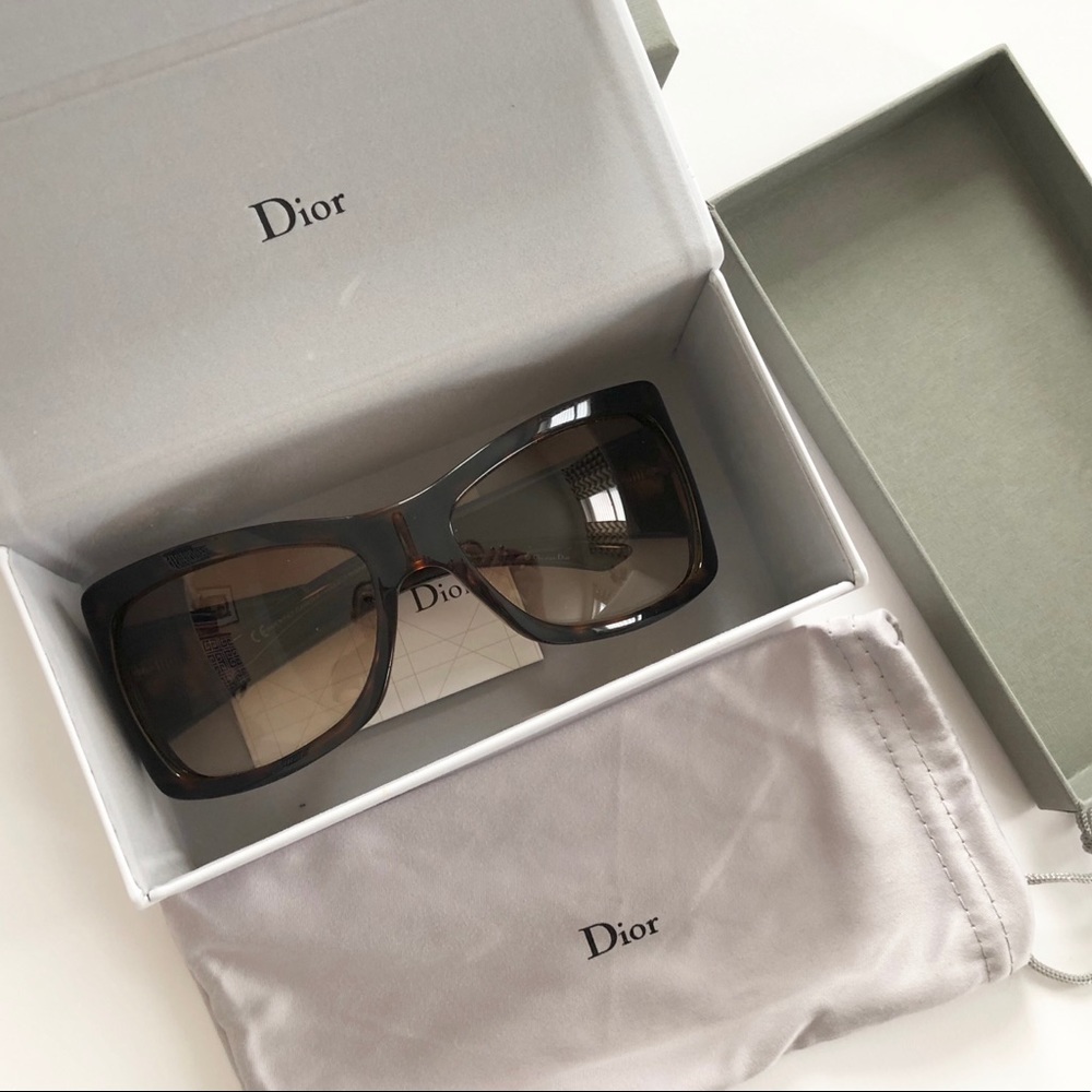 Dior Logo Sunglasses w/ Pearl & Rhinestone Accents